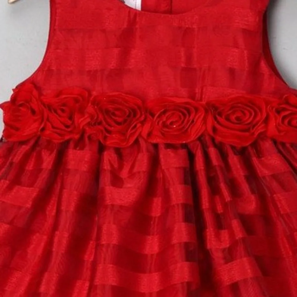 Marmellata Red Rosette Holiday Dress Set Baby Girl size 18 mo A-line Sleeveless‎
